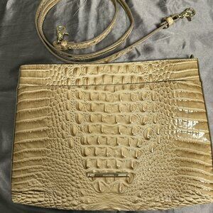 Brahmin “Katie” Leather Crossbody - Carmel color with Croc-embossed leather
